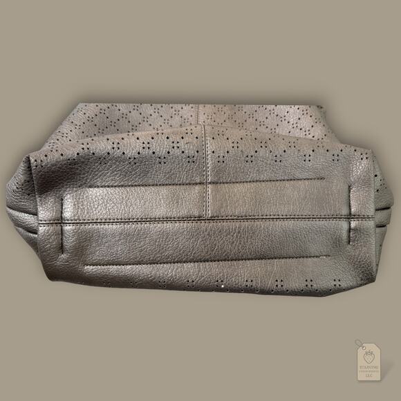 Montana West Metallic Silver Perforated Slouchy Hobo Bag & Wallet 2pc Set - Picture 7 of 7